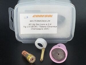Kit tig Gas Lens ø 2,4 Tig 17/18/26 ( Tobera Ceramica Champagne 16)