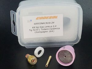 Kit tig Gas Lens ø 2,4 Tig 9/20 ( Tobera Ceramica Champagne 16)