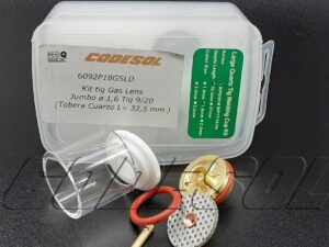 Kit tig Gas Lens Jumbo ø 1,6 Tig 9/20 (Tobera Cuarzo L= 32,5 mm )